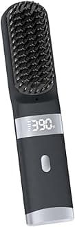 Cordless Hair Straightener Brush Portable on The go Comb for Travel USB chargingTwo Power sources30s Fast HeatingLCD Large Screen Display (Black)
