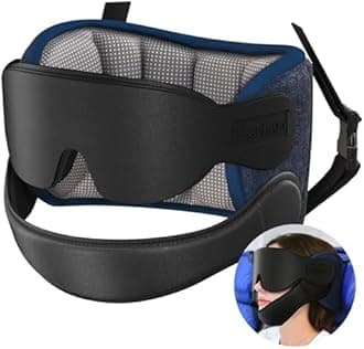 Travel Pillow for Airplanes with Sleeping Eye Mask Chin Strap Airplane Pillow for Long Distance Flight Sleeping in Car 360° Headrest Stop Bobblehead FSA HSA Speckled Gray