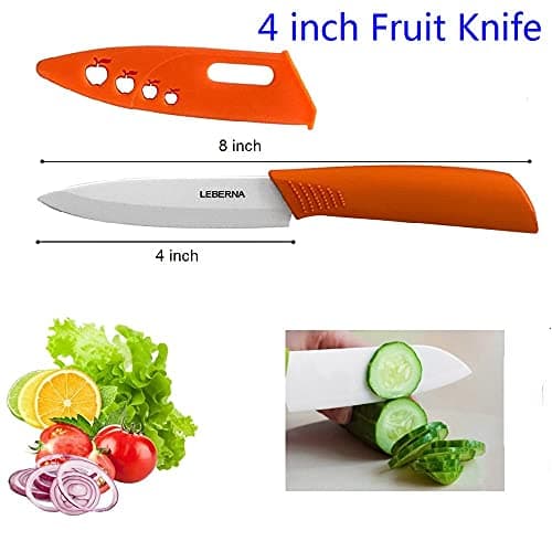 Ceramic Knife Set Ceramic Knives Set for Kitchen Knives Colored w Sheath 6" Bread Knife 6" Chef Knife 5" Utility Knife 4" Fruit Knife 3" Paring Knife 1 Peeler Colorful Rust Free Proof
