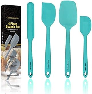 Culinary Couture Small Silicone Spatula Set, Silicone Heat Resistant Spatula for Cooking, Small Rubber Spatula Set for Nonstick Cookware, Cake Baking Spatula Set With Recipe E-book, Set of 4, Yellow