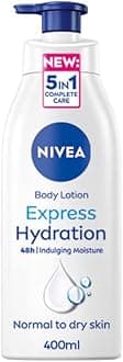 NIVEA Express Hydration Body Lotion, Fast Absorbing Moisturiser for Dry Skin Made with Deep Moisture Serum and Sea Minerals, Smooth Skin Body Lotion, 400 ml (Pack of 1)