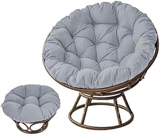 AHSBND Large Round Papasan Chair Cushion, Thick Outdoor Rocking Chair Cushion, Rattan Hanging Basket Cushion, Egg Nest Replacement Pad(Gray,50 * 50cm)