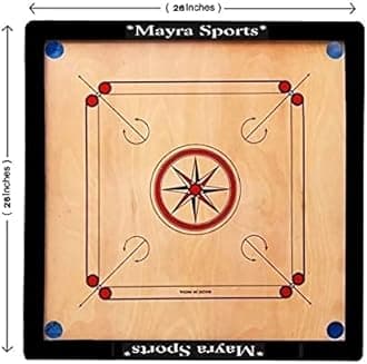 Mayra Sports® : woodan Carrom Board 3 in 1 Game (Carrom Medium with Ludo & Snakes )
