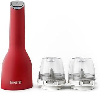 FinaMill USB Rechargeable Pepper Mill & Spice Grinder | Adjustable Coarseness, Ceramic Grinding Elements, One Touch Operation with LED Light | Includes 2 Quick-Change PRO Plus Pods | Sangria Red