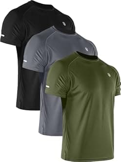 Neleus Men's 3 Pack Dry Fit Running Shirt Long Sleeve Workout Athletic Shirts,5073,Dark Grey,Red,Light Green,US