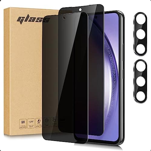 Privacy Screen Protector for Samsung Galaxy A54 5G with Camera Lens Protector[2+2 Pack], Anti-Spy Tempered Glass Film,9H Hardness,Anti-Scratch