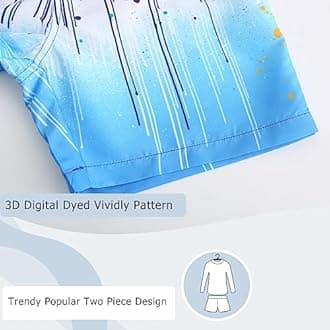 Boys Swimming Costume Two Piece Swimsuit Set with Swimming Trunks Kids Long Sleeve Bathing Suit Swimwear