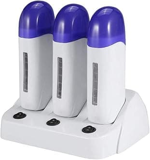 Portable Triple Depilatory Roll on Wax Warmer with Heater Base for Women Men Hair leg,Armpit,Bikini
