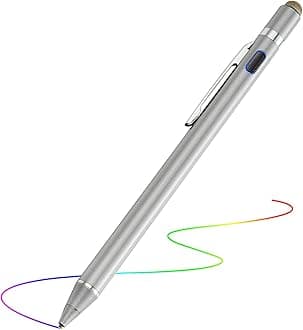 2-in-1 Stylus for Android, Active Stylus Digital Pen with 1.5mm Ultra Fine Tip for iPad iPhone Samsung Xiaomi, Work on Touch Screen Phones and Tablets,Good at Drawing and Writing, Grey