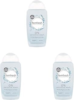 Femfresh 0% Sensitive Intimate Wash - Feminine Hygiene Shower & Bath Gel Cleanser - pH Balanced, Soap Free, Fragrance Free Vegan Formula - w. Purifying Lotus Flower Extract to Soothe & Protect - 250ml