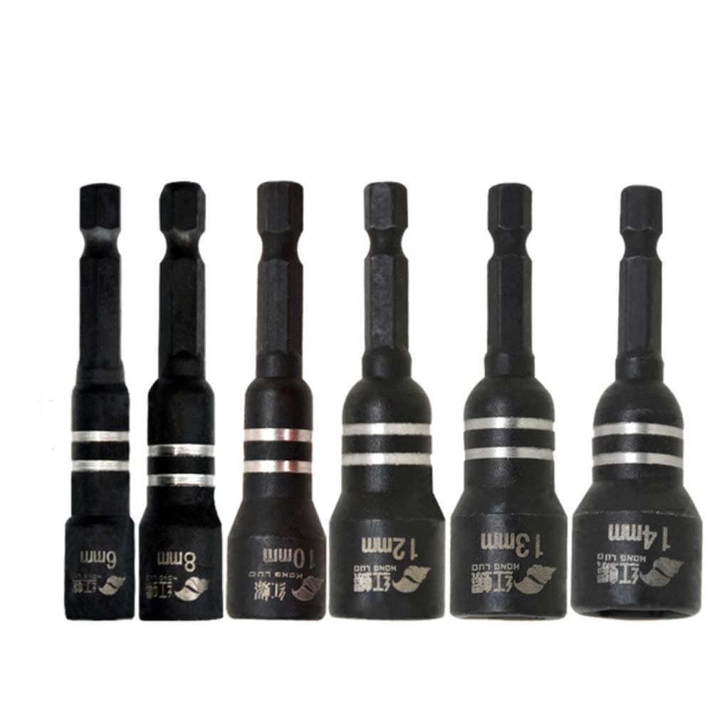 6-14mm Hex Shank Magnetic Nut Setter Driver, Drill Bit Set Powerful Socket Combination Quick Change Metric Nut Driver Set Electric Drill Tool Accessories Auto Repair (6/8/10/12/13/14mm)