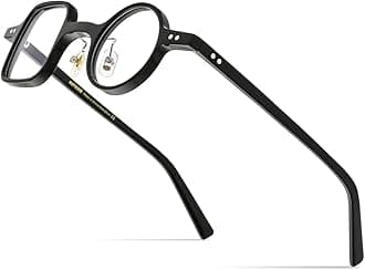 Acetate Glasses Frame Men,Left Square Right Round Vintage Retro Optical Eyeglasses