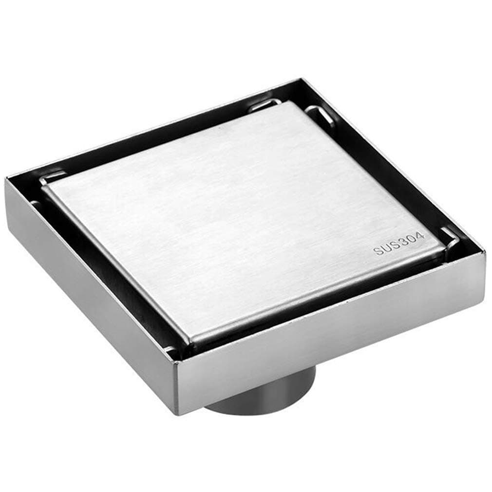 4 Inch Shower Drain Tile Insert Square Floor Drain,Brushed Nickel Stainless Steel,Grate Cover Hair Strainers Included,Kaphome