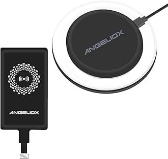 ANGELIOX Wireless Charger Pad Charging Receiver Compatible with iPhone 7/7 Plus / 6/6 Plus / 6s / 5Se / 5s / 5c / 5(Wireless Charging Receiver Included)