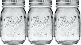 Glass Mason Jar, Regular Mouth, Pint Size, 16 OZ (Pack of 3)