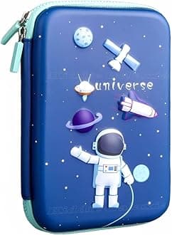 Branded 3D Space Design Embossed Eva Cover Pencil Case With Compartments, School Supply Organizer For Students, Stationery Box, Cosmetic Zip Pouch Bag (1 Unit, Canvas, Multicolor)
