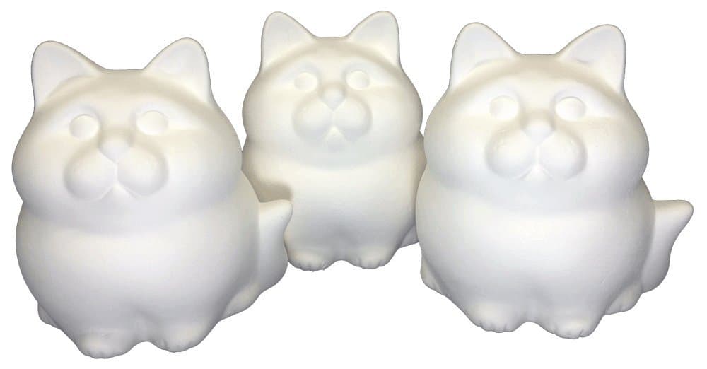 Ceramic Bisque - Ready to Paint - Chubby Kitty - 3 pack