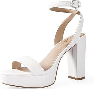 Ankis Platform Heels for Women 4 Inches Chunky Heels Sandals for Women Comfy Open Toe Block Heeled Sandals Nude White Silver Gold Black Ankle Strappy Heels