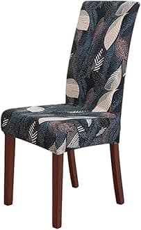 Styleys Elastic Chair Cover Stretch Removable Washable Short Dining Chair Cover Protector Seat Slipcover (Set of 1, Jungel Leaf, SD3211)