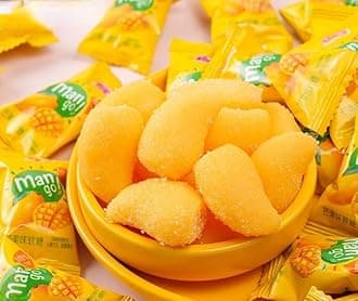 Mango soft candy (100/500/1000g) fruit flavored candy, Wedding candies,Sweets Gifts,Gummy Candy,sweet and sour mango cake,delicious snack gifts,fruit snacks,instant food (500g)