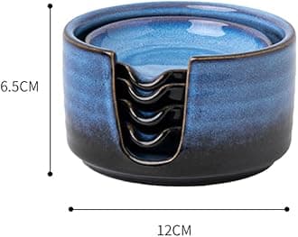 Ceramic Spoon Rest,Spoon Holder,Soy Sauce Dishes with Holder for Kitchen,Household Dipping Sauce Dishes Set, Side Dishes,LIUCUON Kitchen Basics,Set of 4 Kitchen Accessories For Utensils (bright blue)