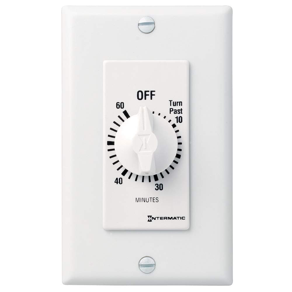 FD60MWC 60-Minute Spring-Wound In-Wall Countdown Timer Switch for Auto-Off control of Fans and Lights, White