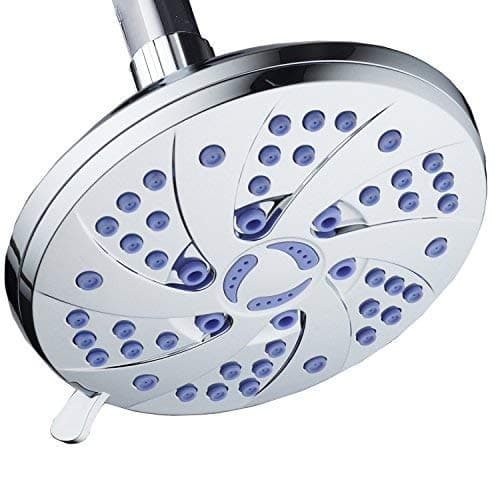 Antimicrobial 6-Setting Shower Head, Soft Purple/Chrome, 6"