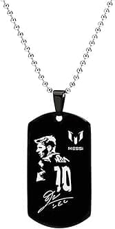 Yellow Chimes Army Dog Tag Pendant Necklace for Men, Silver./Black, One Size