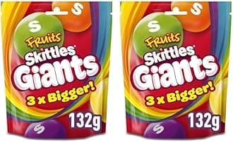 Skittles Gaints Sweets Bag, 132g (Pack of 2)