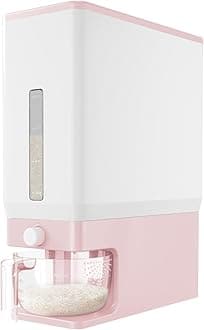Lifewit Rice Dispenser 25 Lbs(11.3kg), Rice Storage Container Sealed Moisture Proof with Measuring Cup for Kitchen Pantry Household, BPA-Free, 1 Pack Pink