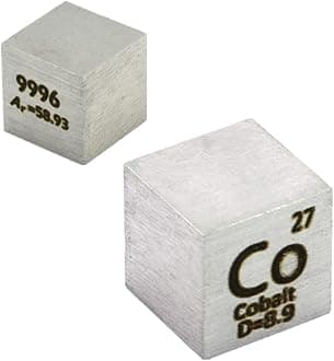 Cobalt Cube Co 99.96% Element Cube Pure 10mm Density Cube for Element Collection Periodic Table Hunter, and More (0.39", Cobalt)