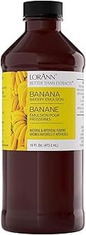 Lorann Oils Banana Bakery Emulsion: True Banana Emulsion, Ideal for Boosting Fruit Tones in Cakes, Cookies & Desserts, Gluten-Free, Keto-Friendly, Banana Extract Substitute Essential for Your Kitchen
