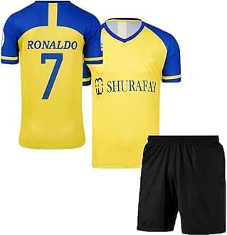 Ronaldo 7 Boys Official Home New Football Jersey Set with Shorts 2024 (Kid's, Boy's& Men)