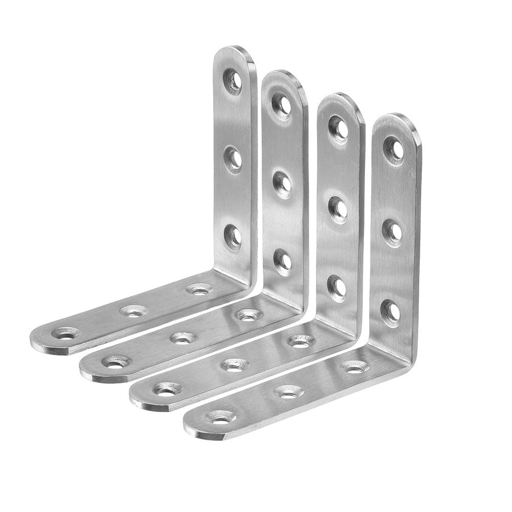 Shelf Bracket Corner Braces Joint Angle Bracket Shelf Support 80mm*80mm, SUS304 Stainless Steel Brushed Finish, 4 PCS, SBS80