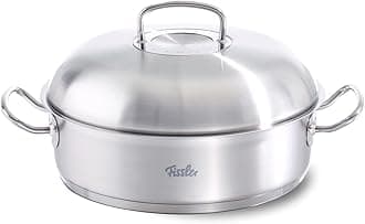 original-profi collection Stainless Steel Roaster (11-in, 5 Quart) High Domed Metal-Lid, round covered, Induction, silver