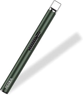 REIDEA Lighter S4 Electric Candle Lighter USB Rechargeable with Safety Switch, Flameless Portable Fast Heat Windproof Plasma Lighters, Perfect for Home Cooking BBQ Camping Fireworks, Pine Green