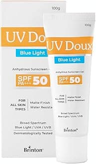 UV Doux Blue Light Tinted Sunscreen Gel SPF 50 PA+++ | India’s No.1 Dermatologist Recommended Brand | UVA/UVB & Blue Light Protection, Benzene Free| Matte Finish | Oily & Acne-Prone Skin | 100 g