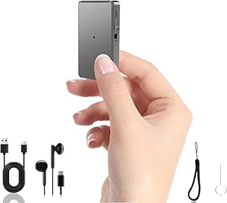 Voice Recorder - 64GB Mini Voice Recorder - Noise Cancellation Voice Activated Functionality, Rechargeable Audio Recorder with Earphone, Portable USB-C Recording Device for Work, Meetings, Interview