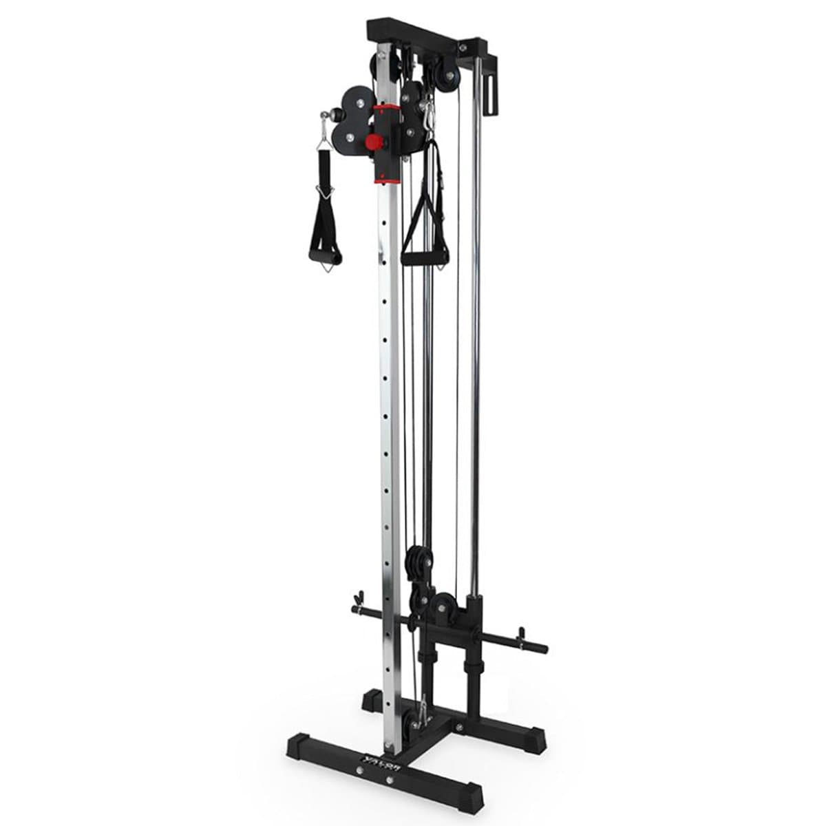Wall Mounted Cable Machine, Dual Adjustable Pulley System with 16 Height Positions, Space-Saving Home Gym Strength Training Equipment