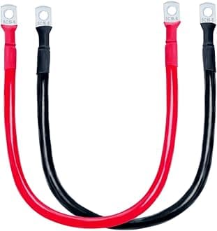 ECO-WORTHY 5AWG Battery Cables Set with 15/64' Lugs Terminals, 14inch Tinned Copper Battery Inverter Cable for Car, Truck, RV, Solar