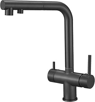 3 Way Kitchen Tap with Pull Out Hose Rotating Faucet 3 Way Water Filter Tap Kitchen Drinking Taps Sink Mixer Black