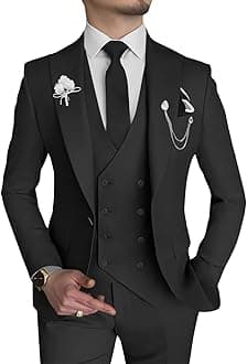 Wangyue Men's 3 Piece Slim Fit Suit Double Breasted Suit Men Formal Suit for Wedding Prom Dinner Party