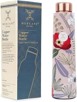 MERCAPE Unlock Ayurvedic Secrets Copper Water Bottle - Multi Colored Design, Leak Proof (900 ml)