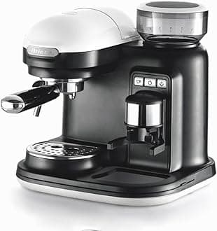 1318W Moderna Espresso Machine, 15 Bar Pressure Pump, Barista Style Coffee Maker with Built in Grinder & Milk Frother, Ideal for Cappuccinos & Lattes, 0.8 liters, White