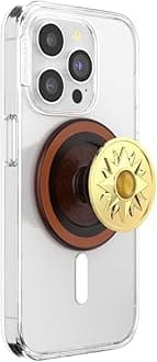 PopSockets Phone Grip for MagSafe with Kickstand, Magnetic Stand, Swappable Top, Secure Hold for iPhone MagSafe Cases, Phone & Tablet Grip - Enamel Sun Jewel Amber