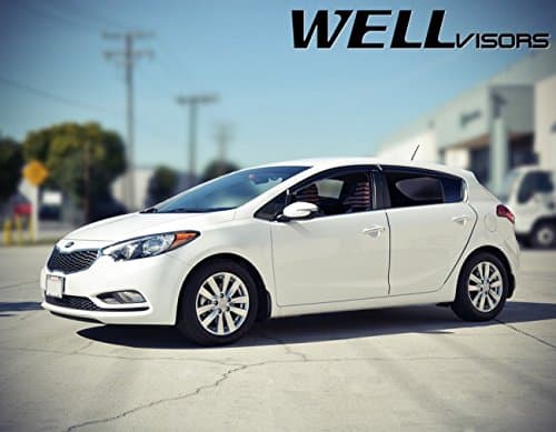 WellVisors Replacement for 2014-Present Kia Forte5 5Dr Hatchback Clip-ON Smoke Tinted Side Rain Guard Window Visors Deflectors 3-847KA009