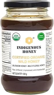 INDIGENOUS HONEY Raw Organic Honey NMR Tested NPOP Organic Certified Pure Natural Unprocessed Original Honey - 530 g Glass Jar (Pack of 1)