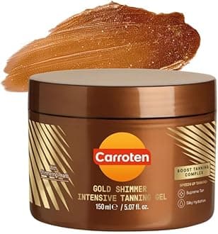 Carroten Gold Shimmer Intensive Tanning Gel 150 ml - Tan Express Accelerator - Sunbed Tanning Accelerator - Sunscreen without SPF