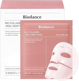 Bio-Collagen Real Deep Mask, Hydrating Overnight Hydrogel Face Mask, Pore Minimizing, Plumping, Elasticity Improvement, Korean Skin Care | 1.19oz(34g) x 16ea