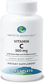 Earth's Splendor Immune Support Supplements, with Vitamin C & Rose HIPS, Support Antioxidant Health, Gluten Free, No Artificial Color, or Flavor, for Men & Women (500mg Vitamin C, 100 Tablets)